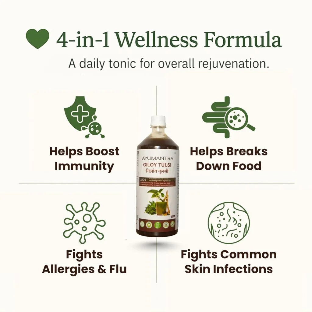 Ayumantra Giloy Tulsi Juice 1000ml | Ayurvedic Herbal Health Tonic | Boosts Immunity, Improves Digestion & Supports Respiratory Wellness Naturally