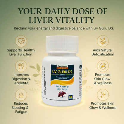 Ayumantra Liv Guru DS Tablets | Herbal Detox for Fatty Liver & Jaundice (60 Tablets)