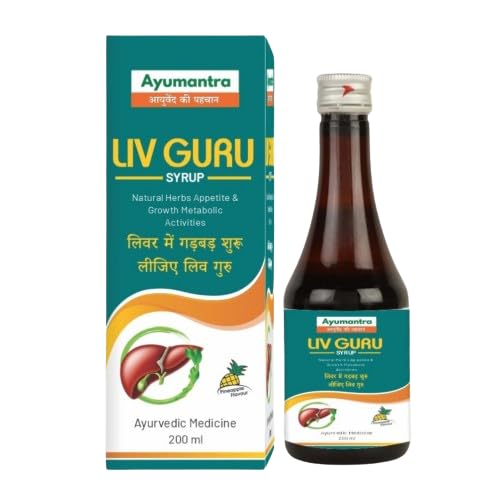 Ayumantra LIV GURU Syrup |Alcoholic & Fatty Liver Detox Cleanser Tonic Ayurvedic Liver Health Wellness Medicine/Supplement|Improves Appetite Digestion|Effective Liver Tonic - 200ML