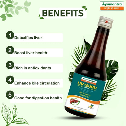 Ayumantra LIV GURU Syrup |Alcoholic & Fatty Liver Detox Cleanser Tonic Ayurvedic Liver Health Wellness Medicine/Supplement|Improves Appetite Digestion|Effective Liver Tonic - 200ML