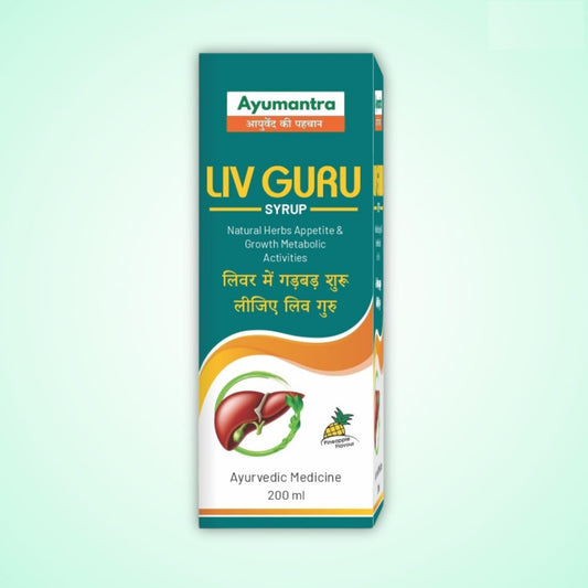 Ayumantra LIV GURU Syrup |Alcoholic & Fatty Liver Detox Cleanser Tonic Ayurvedic Liver Health Wellness Medicine/Supplement|Improves Appetite Digestion|Effective Liver Tonic - 200ML