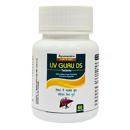 Ayumantra Liv Guru DS Tablets | Herbal Detox for Fatty Liver & Jaundice (60 Tablets)