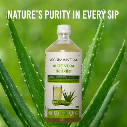 Ayumantra Aloe Vera Juice | Rejuvenates Skin and Hair | Natural Juice for Skin Care | No Added Sugar (1L)