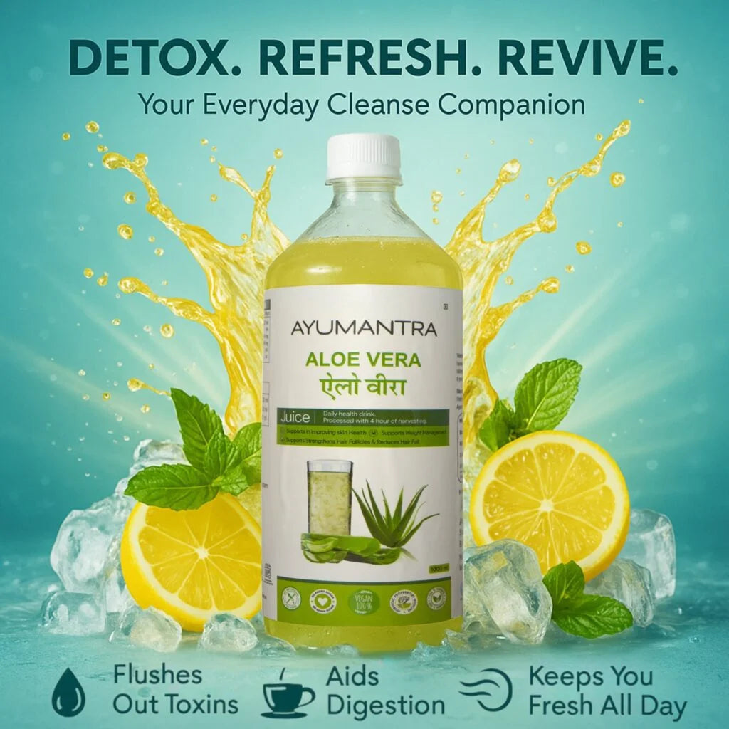 Ayumantra Aloe Vera Juice | Rejuvenates Skin and Hair | Natural Juice for Skin Care | No Added Sugar (1L)