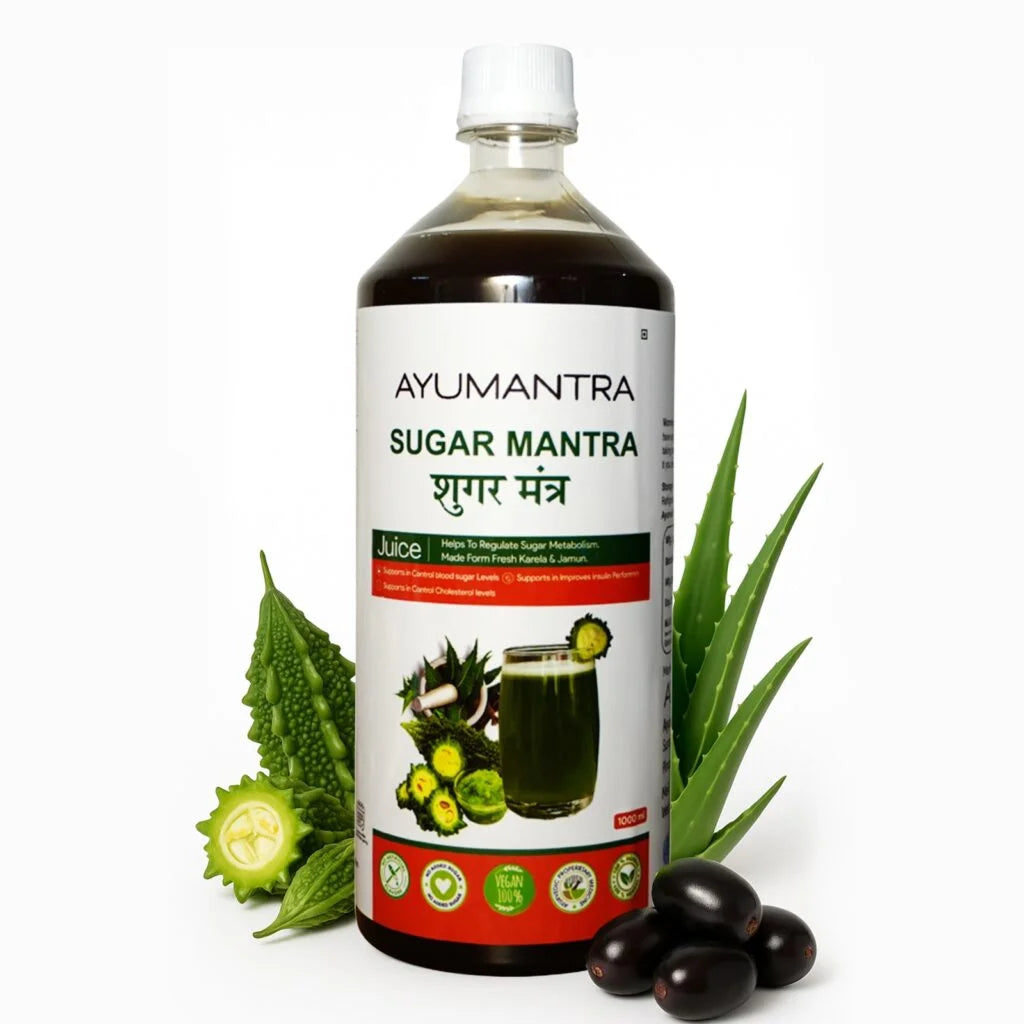 Ayumantra Sugar Mantra Ayurvedic Juice, Natural Blood Sugar Control with Karela and Jamun Extract, Vegan, Supports Insulin Function and Cholesterol, 1000ml