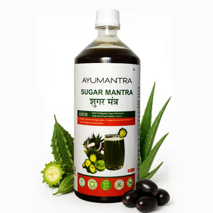 Ayumantra Sugar Mantra Ayurvedic Juice, Natural Blood Sugar Control with Karela and Jamun Extract, Vegan, Supports Insulin Function and Cholesterol, 1000ml