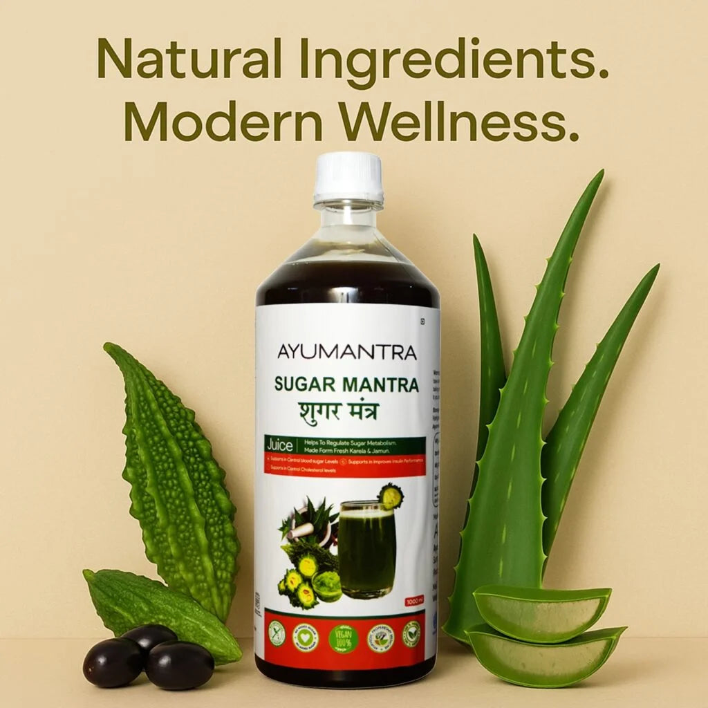 Ayumantra Sugar Mantra Ayurvedic Juice, Natural Blood Sugar Control with Karela and Jamun Extract, Vegan, Supports Insulin Function and Cholesterol, 1000ml