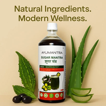 Ayumantra Sugar Mantra Ayurvedic Juice, Natural Blood Sugar Control with Karela and Jamun Extract, Vegan, Supports Insulin Function and Cholesterol, 1000ml