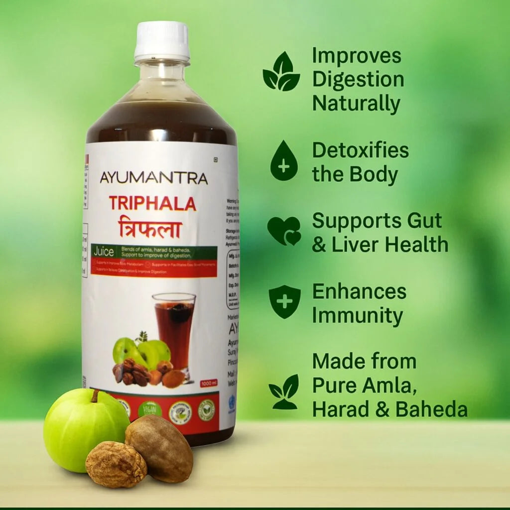 Ayumantra Triphala Juice | 16.23 Fl Oz (480ml) | Herbal Blend of Amla, Haritaki & Bibhitaki | Natural Source of Vitamin C | Supports Digestion, Detox & Gut Health | No Added Sugar