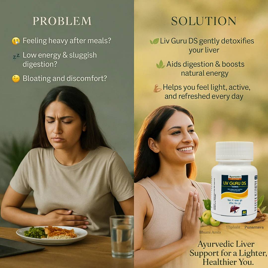 Ayumantra Liv Guru DS Tablets | Herbal Detox for Fatty Liver & Jaundice (60 Tablets)
